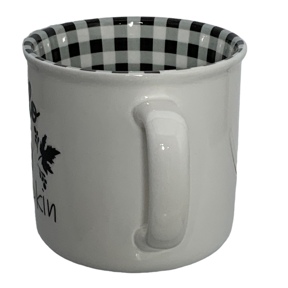 Mug Hello Pumpkin Phrase Gingham Check Buffalo Plaid Accented Ceramic  16 OZ - Picture 3 of 14